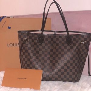 LV Rose Ballerina Neverfull MM Damier Ebene